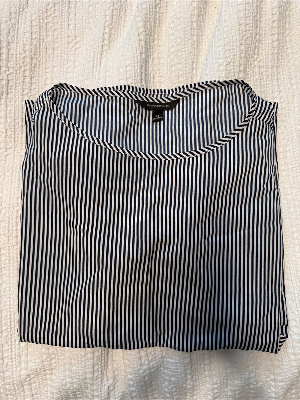 Banana Republic Navy and White Striped Blouse